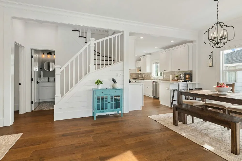 Living room with wood floors